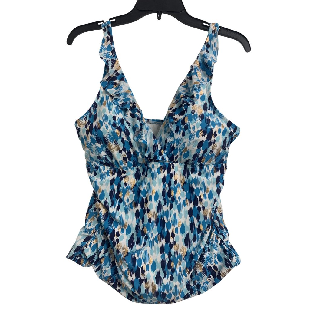 La Blanca Ruffle Metallic Swim Tankini Top Size M